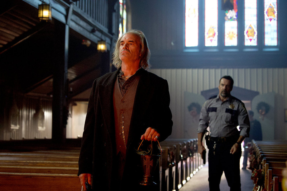 REVIVAL -- "Reality Check" Episode 103 -- Pictured: (l-r) Steven Ogg as Blaine Abel, David James Elliott as Sheriff Wayne Cypress -- (Photo by: Mathieu Savidant/Lavivier Productions/SYFY)